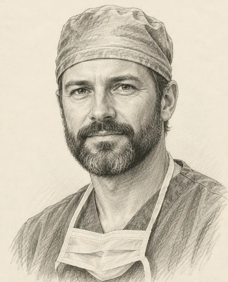Pencil sketch of Dr. Jonas Keller