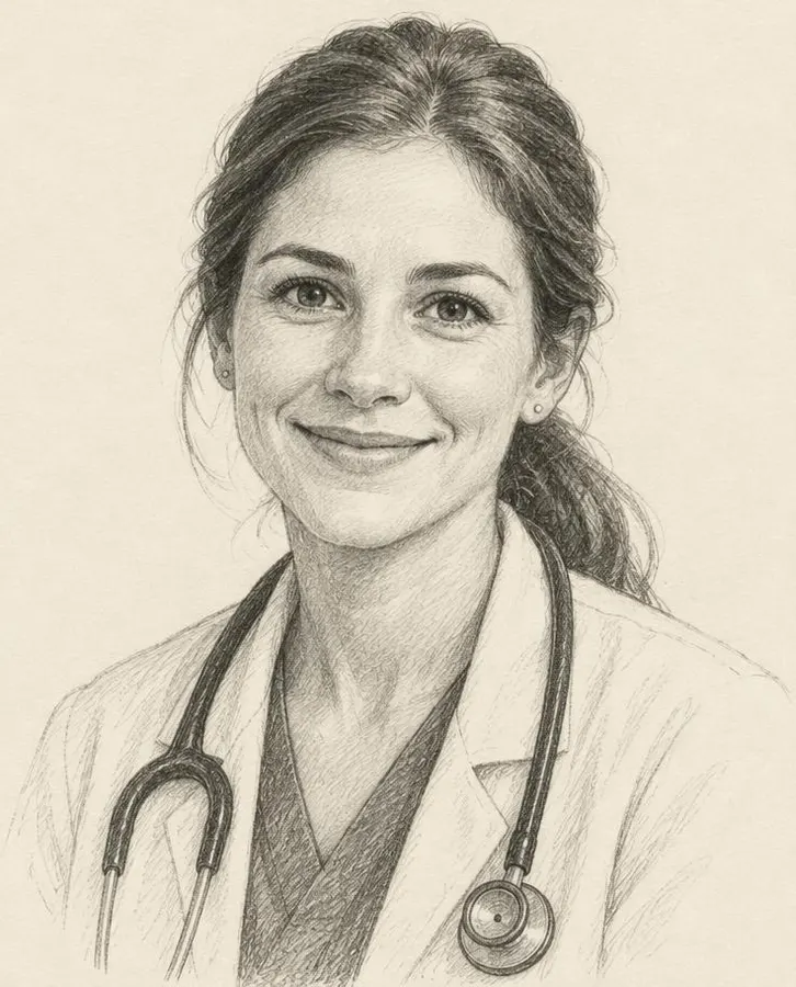 Pencil sketch of Dr. Sofia Marin