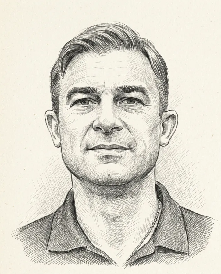 Pencil sketch of Christian Haser